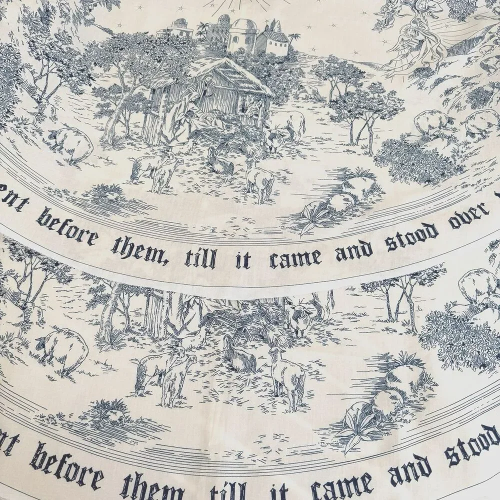 Daisy Kingdom Fabric Panels CHRISTMAS TOILE TREE SKIRT 1664 Nativity Blue 58